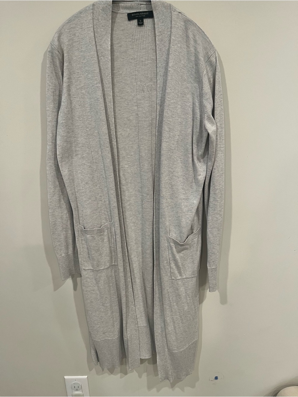 Banana Republic Light Gray Long Open-Front Cardigan